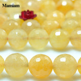 Mamiam Natural Yellow Jade Faceted Round Beads 6mm 8mm DIY Jewelry Making