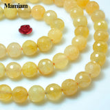 Mamiam Natural Yellow Jade Faceted Round Beads 6mm 8mm DIY Jewelry Making