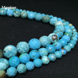 Rare Turquoise Dyed Faceted Round Loose Stone Beads 6-10mm