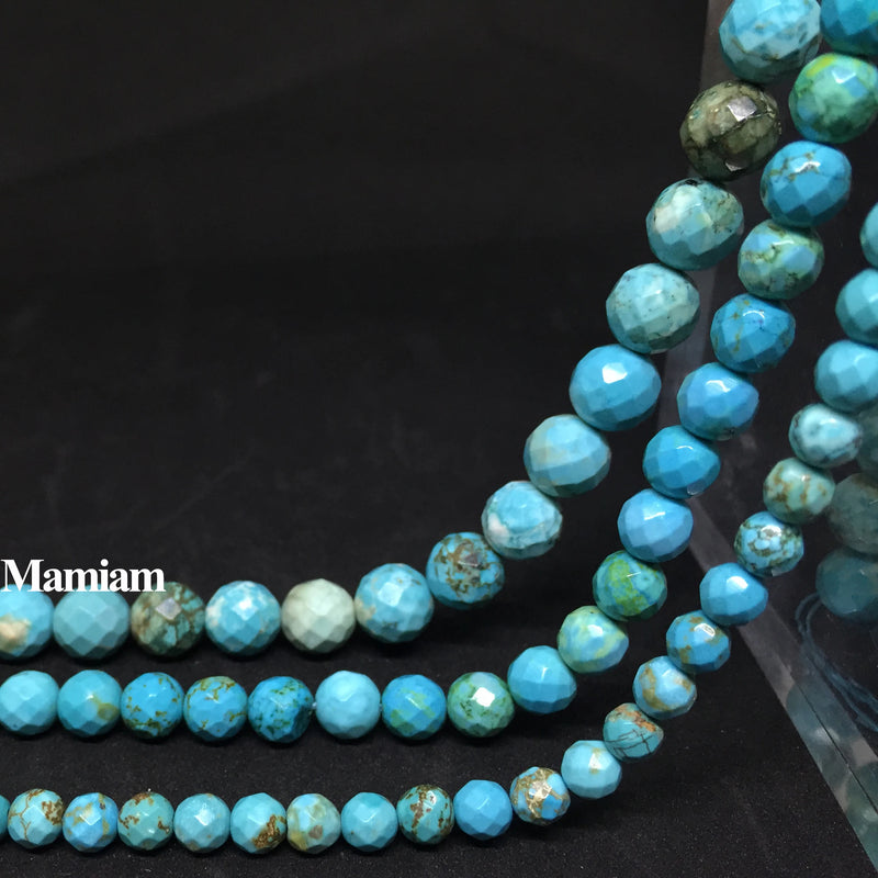 Rare Turquoise Dyed Faceted Round Loose Stone Beads 6-10mm