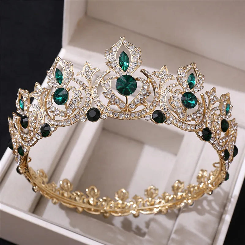 Baroque Queen Noble Bridal Crown Tiaras Woman Crystal Wedding Headwear Tiara