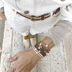 Natural Pearl Silicone Clay Beaded Bracelet for Women