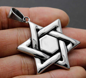 Stainless Steel Jewish Star of David Silver Pendant
