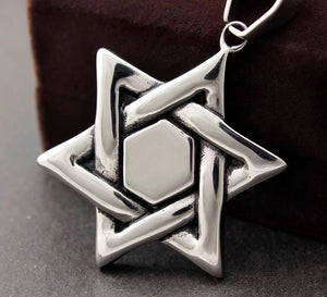 Stainless Steel Jewish Star of David Silver Pendant