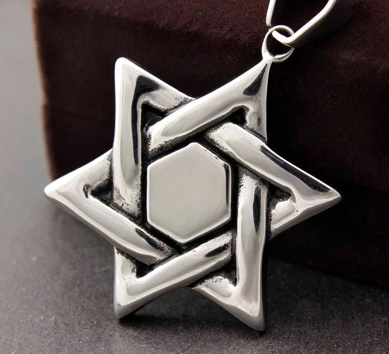 Stainless Steel Jewish Star of David Silver Pendant