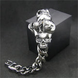 Man Cross Ghost Skeleton Bracelet 316L Stainless Steel Biker Hiphot Style