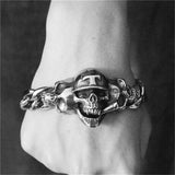 Man Cross Ghost Skeleton Bracelet 316L Stainless Steel Biker Hiphot Style