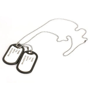 Man Dual Plates Pendant Sweater Necklace Chain Military Army Tag