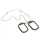 Man Dual Plates Pendant Sweater Necklace Chain Military Army Tag
