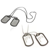 Man Dual Plates Pendant Sweater Necklace Chain Military Army Tag