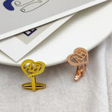 Men Stainless Steel Shirt Cufflinks Initials Buttons Jewelry