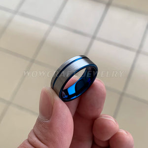 Tungsten Carbide Wedding Band 8mm Plated Ring Brushed Finish Customizable