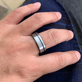 Tungsten Carbide Wedding Band 8mm Plated Ring Brushed Finish Customizable