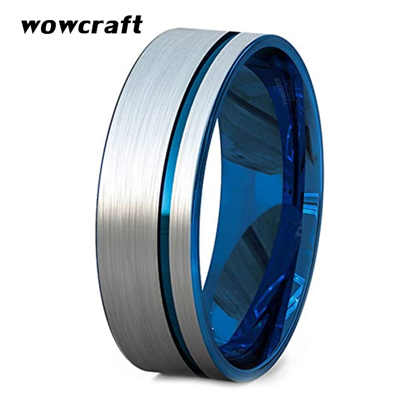 Tungsten Carbide Wedding Band 8mm Plated Ring Brushed Finish Customizable