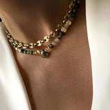 Man Women Green Stone Beaded Choker Agate Stone Jewelry Winter Ethnic Gift