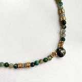 Man Women Green Stone Beaded Choker Agate Stone Jewelry Winter Ethnic Gift