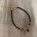 Retro Charm Pearl Crystal Beads Bracelet Zircon Pendant Bangle