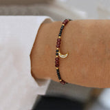 Retro Charm Pearl Crystal Beads Bracelet Zircon Pendant Bangle