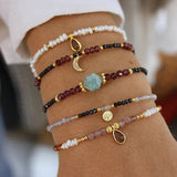 Retro Charm Pearl Crystal Beads Bracelet Zircon Pendant Bangle