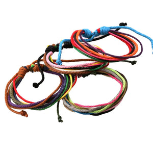 Handmade Woven Bracelets Set of 12, Punk Wind Pure Hand Rope Bracelet