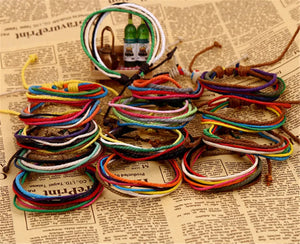 Handmade Woven Bracelets Set of 12, Punk Wind Pure Hand Rope Bracelet