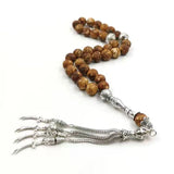 Man's Yellow Agate Tasbih Muslim Rosary 33 Beads Pendant Bracelet