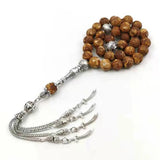 Man's Yellow Agate Tasbih Muslim Rosary 33 Beads Pendant Bracelet
