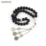 Men's Natural Stone Tasbih Prayer Beads with Tassel, 33/66/99 Islam Rosary