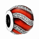 Mandy Red Clear Enamel CZ Holiday 925 Silver Beads