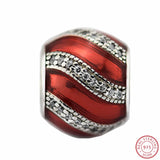 Mandy Red Clear Enamel CZ Holiday 925 Silver Beads