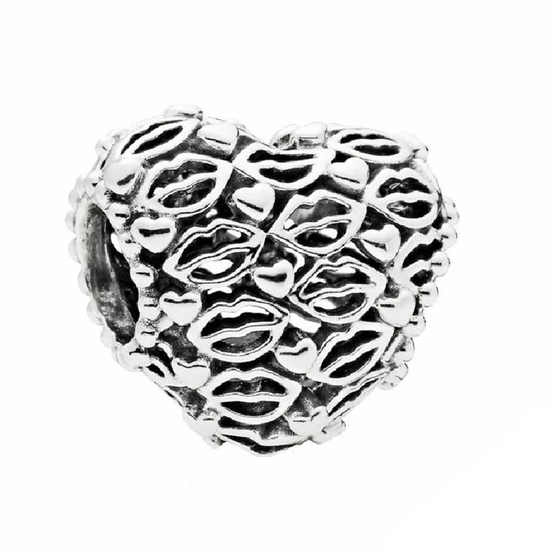 925 Silver Love And Kiss Heart And Lips Toy DIY Charms