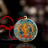 Manjushri Buddha Statue Small Thangka Copper Foil Pendant