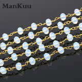 Opal Moonstone Bead Chain Plating Rhinestone Chain 5M