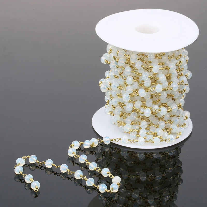 Opal Moonstone Bead Chain Plating Rhinestone Chain 5M