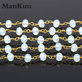 Opal Moonstone Bead Chain Plating Rhinestone Chain 5M