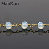 Opal Moonstone Bead Chain Plating Rhinestone Chain 5M