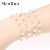 Opal Moonstone Bead Chain Plating Rhinestone Chain 5M