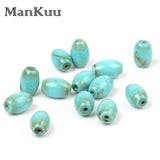 5x8mm Oval Turquoises Beads Antique Green Pattern Small Stone Beads 20pcs