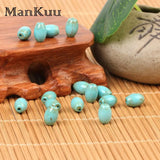5x8mm Oval Turquoises Beads Antique Green Pattern Small Stone Beads 20pcs