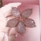 5P Natural Rose Quartz Crystal Pendant Necklace for Women