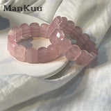 Natural Healing Rose Quartz Bracelet Charm Women's Jewelry