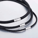 Brown Braided Cord Rope Necklace Stainless Steel Clasp 4 6 8mm UNM09