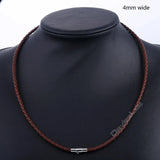 Brown Braided Cord Rope Necklace Stainless Steel Clasp 4 6 8mm UNM09