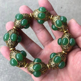 Tibetan Silver Inlaid Jade Bracelet DIY Beaded Bracelet