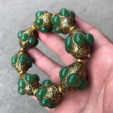Tibetan Silver Inlaid Jade Bracelet DIY Beaded Bracelet