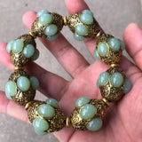 Tibetan Silver Inlaid Jade Bracelet DIY Beaded Bracelet