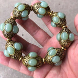 Tibetan Silver Inlaid Jade Bracelet DIY Beaded Bracelet
