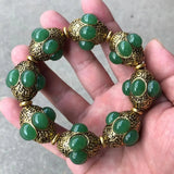 Tibetan Silver Inlaid Jade Bracelet DIY Beaded Bracelet