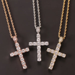 Zircon Cross Pendant Necklace Hip-Hop Jewelry