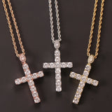 Zircon Cross Pendant Necklace Hip-Hop Jewelry